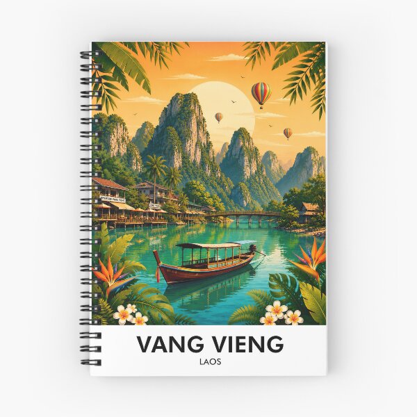 Item preview, Vang Vieng Retro Travel Print designed and sold by HomeLivingCo.