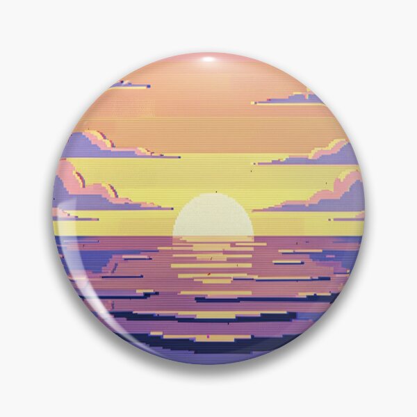 Item preview, Lo-Fi Purple Pixel Art Sunset Over Water designed and sold by weirdfishes123.