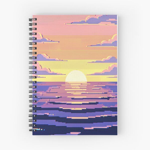 Item preview, Lo-Fi Purple Pixel Art Sunset Over Water designed and sold by weirdfishes123.