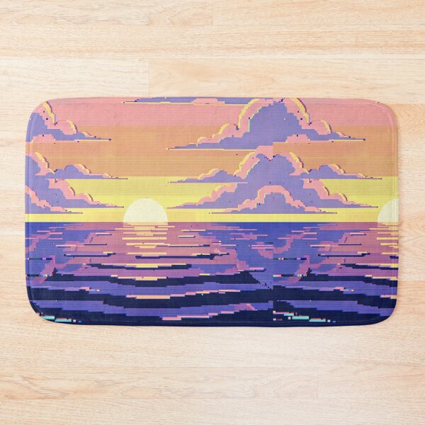Item preview, Lo-Fi Purple Pixel Art Sunset Over Water designed and sold by weirdfishes123.
