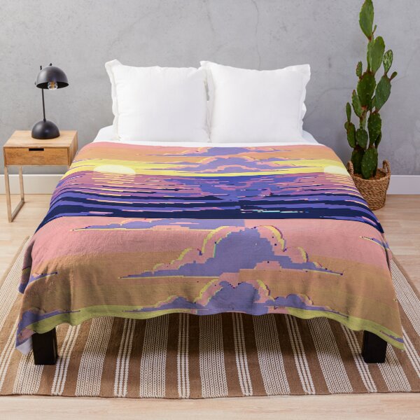 Item preview, Lo-Fi Purple Pixel Art Sunset Over Water designed and sold by weirdfishes123.