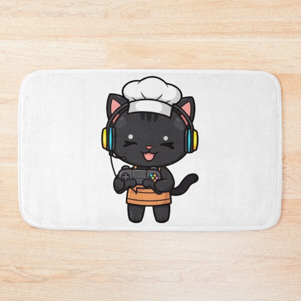 Item preview, Cute Cooking Gamer Cat | Kawaii Black Kitten Sticker for Gamers designed and sold by Stylestickers55.