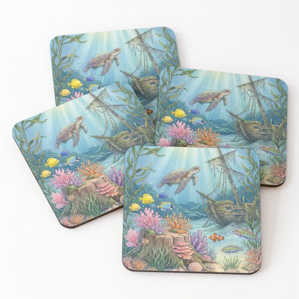 Item preview, Tropical Reef with Sea Turtle designed and sold by amusefullife.