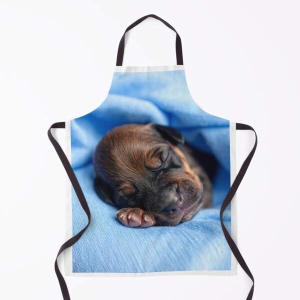 Item preview, Sleeping Newborn Puppy in Blue Blanket - Cute Tiny Dog Portrait - Cozy Pet Photography designed and sold by WildGentlemen.