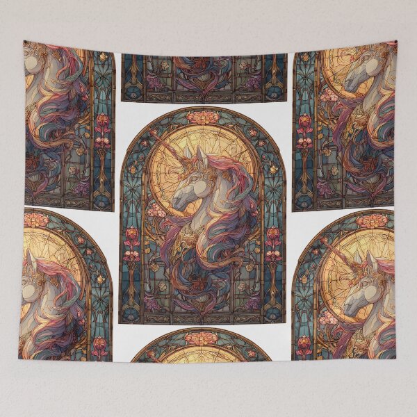 Item preview, Stained glass unicorn designed and sold by MendaciousMina.