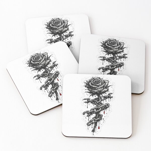 Item preview, Black Rose Chains Dark Gothic Tattoo Style Flower Design designed and sold by irfanshikh.