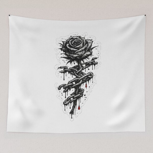 Item preview, Black Rose Chains Dark Gothic Tattoo Style Flower Design designed and sold by irfanshikh.