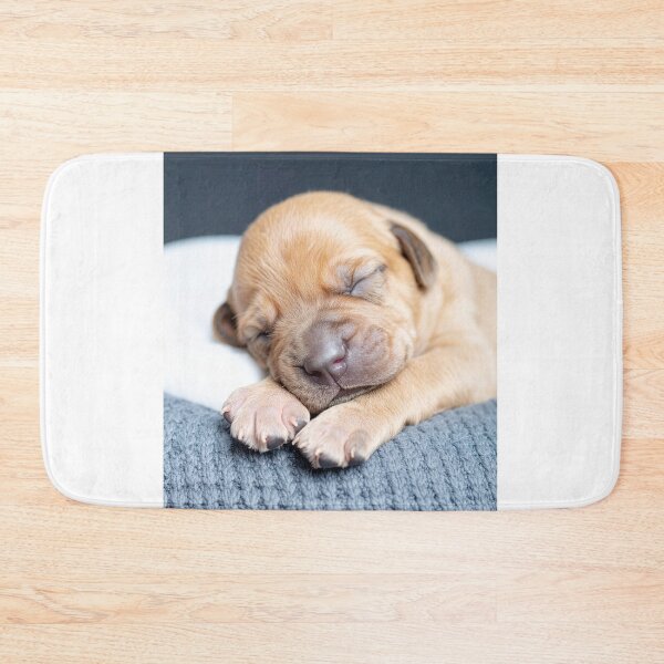 Item preview, Newborn Puppy Sleeping on Grey Knit - Soft Baby Dog Photography - Serene Pet Portrait designed and sold by WildGentlemen.