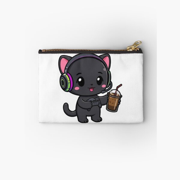 Item preview, Cute Black Gamer Cat with Coffee | Kawaii Gaming Sticker Gift designed and sold by Stylestickers55.