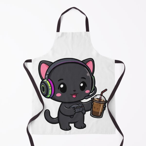 Item preview, Cute Black Gamer Cat with Coffee | Kawaii Gaming Sticker Gift designed and sold by Stylestickers55.