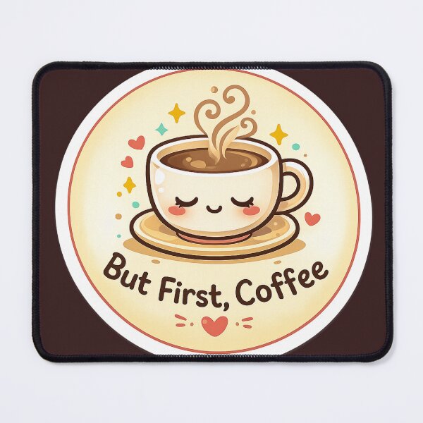 Item preview, But First coffee Cute Kawaii Mug Sticker designed and sold by PremVerse.