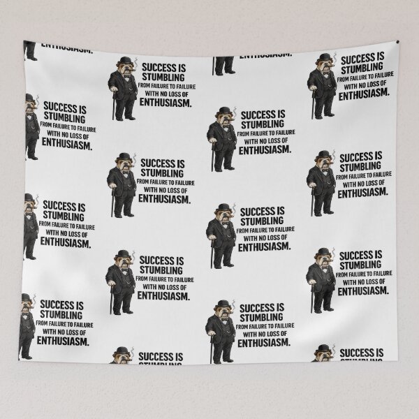Item preview, Funny English Bulldog Winston Churchill Quote | Success Motivation Dog Art | Inspirational Bulldog Design designed and sold by Donsean22.