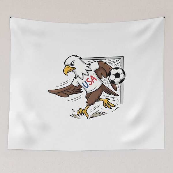 Item preview, Hand Drawn Bald Eagle Soccer Mascot - Sketch Style USA Jersey designed and sold by lamiarte.