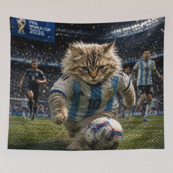 Item preview, Cute Soccer Cat Art | Football Kitten Illustration | Sports Cat Wall Decor designed and sold by AbstractAuraArt.