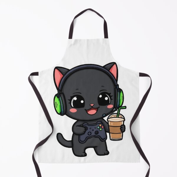 Item preview, Cute Coffee Gamer Cat Kawaii Sticker | Black Kitten with RGB Headphones designed and sold by Stylestickers55.