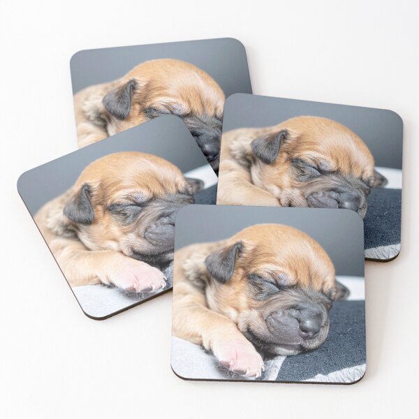 Item preview, Newborn Puppy Sleeping on Contrast Pillow - Adorable Baby Dog Photography - Serene Pet Portrait designed and sold by WildGentlemen.