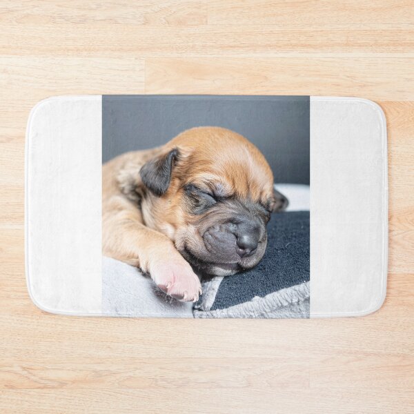 Item preview, Newborn Puppy Sleeping on Contrast Pillow - Adorable Baby Dog Photography - Serene Pet Portrait designed and sold by WildGentlemen.