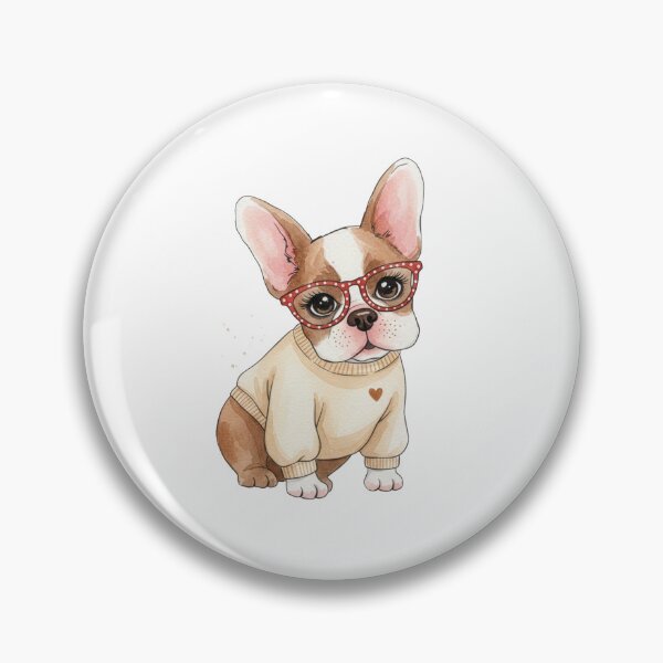 Item preview, Cozy French Bulldog in Sweater & Red Glasses | Cute Frenchie Aesthetic Gift designed and sold by NUVYStudio.