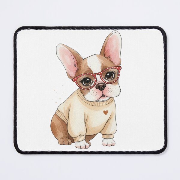 Item preview, Cozy French Bulldog in Sweater & Red Glasses | Cute Frenchie Aesthetic Gift designed and sold by NUVYStudio.