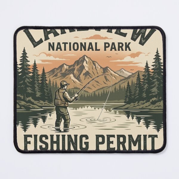 Item preview, Lakeview National Park Fishing Permit Design designed and sold by TeeVerse27.