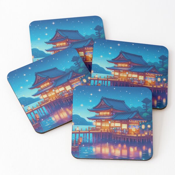 Item preview, Midnight Ryokan on the Water designed and sold by ZenGrooves.