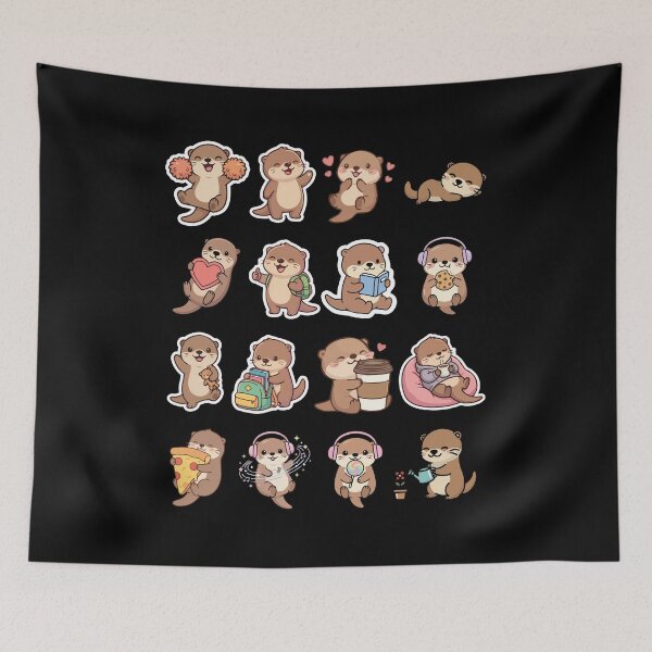 Item preview, Funny Kawaii Chibi Otters Pack designed and sold by creativerooney.