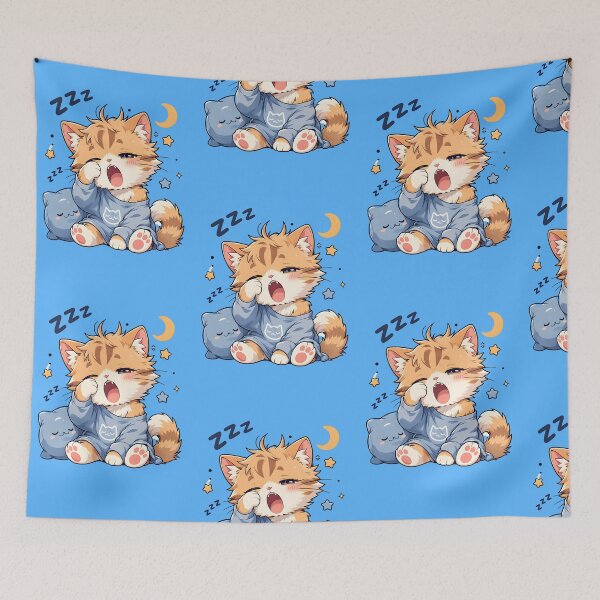 Item preview, Cute Sleepy Cat Waking Up Design | Adorable Morning Kitty Character Art designed and sold by CutPawStudio.