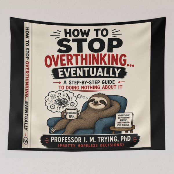 Item preview, Lazy Sloth Overthinker Book Cover designed and sold by radiogalaxy.
