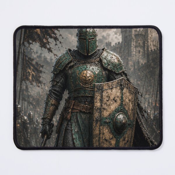 Item preview, Armored green knight with shield and war hammer designed and sold by Historim.