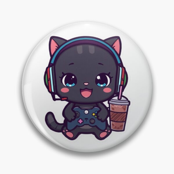Item preview, Kawaii Gamer Cat Drinking Iced Coffee | Cute Gaming Kitten Sticker designed and sold by Stylestickers55.