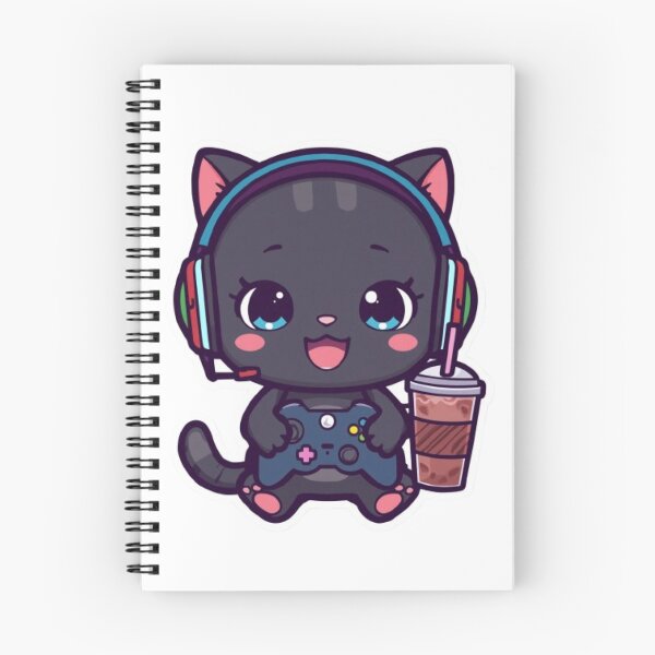 Item preview, Kawaii Gamer Cat Drinking Iced Coffee | Cute Gaming Kitten Sticker designed and sold by Stylestickers55.