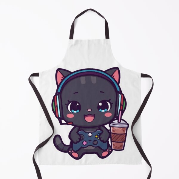 Item preview, Kawaii Gamer Cat Drinking Iced Coffee | Cute Gaming Kitten Sticker designed and sold by Stylestickers55.