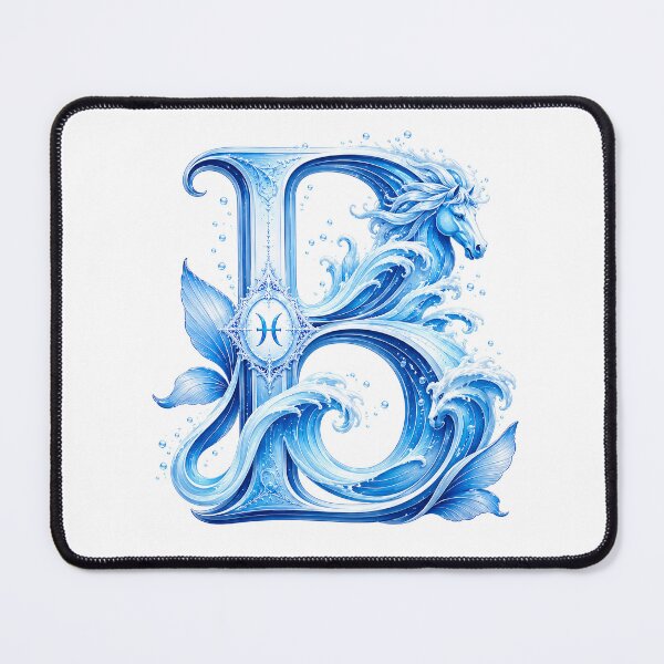 Item preview, Aqua Equus Horse-Pisces Letter B designed and sold by BlissBlvdShop.