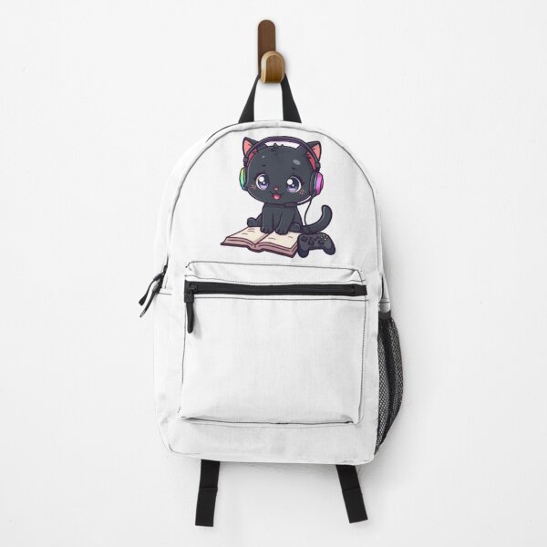 Item preview, Cute Study Gamer Cat Kawaii Sticker | Black Kitten with RGB Headphones designed and sold by Stylestickers55.