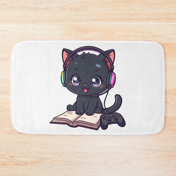 Item preview, Cute Study Gamer Cat Kawaii Sticker | Black Kitten with RGB Headphones designed and sold by Stylestickers55.