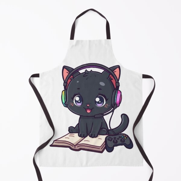 Item preview, Cute Study Gamer Cat Kawaii Sticker | Black Kitten with RGB Headphones designed and sold by Stylestickers55.
