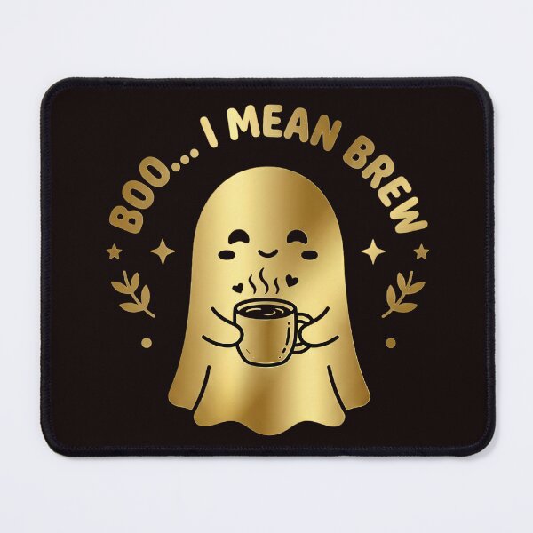 Item preview, Boo I Mean Brew - Cute Gold Ghost Coffee Lover & Funny Halloween Pun Art designed and sold by SupernovaNote.