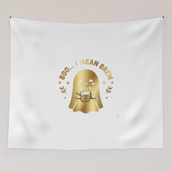 Item preview, Boo I Mean Brew - Cute Gold Ghost Coffee Lover & Funny Halloween Pun Art designed and sold by SupernovaNote.
