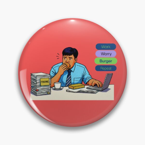 Item preview, Funny Relatable Office Stress Work Worry Burger Repeat Graphic designed and sold by Miheerala.