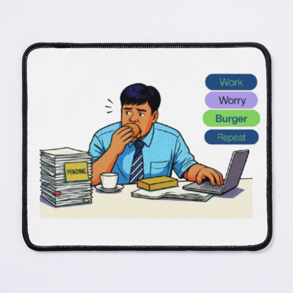 Item preview, Funny Relatable Office Stress Work Worry Burger Repeat Graphic designed and sold by Miheerala.