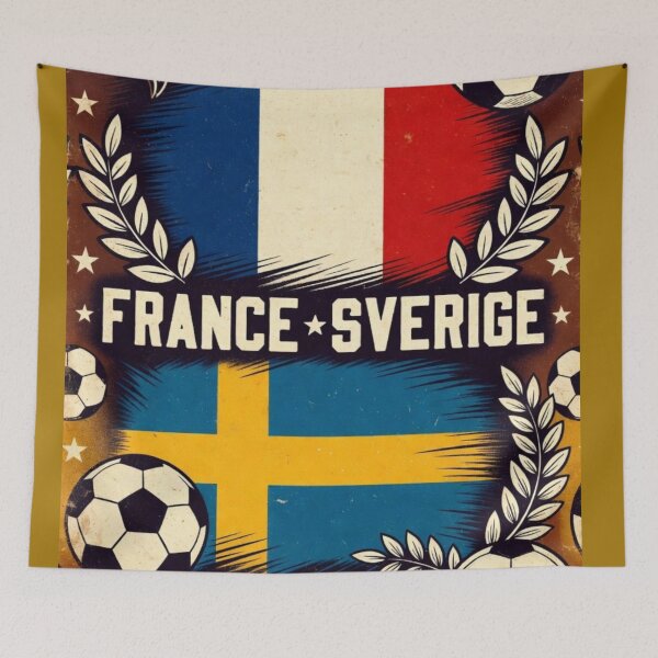 Item preview, France Sverige Retro World Cup Poster | Vintage France vs Sweden Soccer Art designed and sold by Nexus Space.