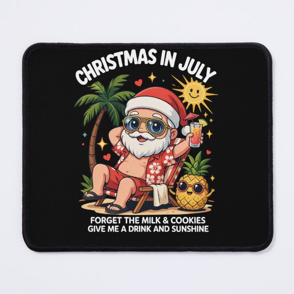 Item preview, Christmas In July – Funny Santa Beach Shirt Cute Summer Holiday Gift Forget Milk and Cookies V6 designed and sold by DarylWelsh2024.