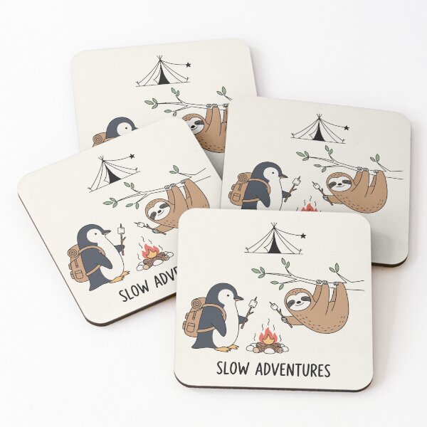 Item preview, Slow Adventures Cute Sloth and Penguin Camping designed and sold by Amir Faysal.