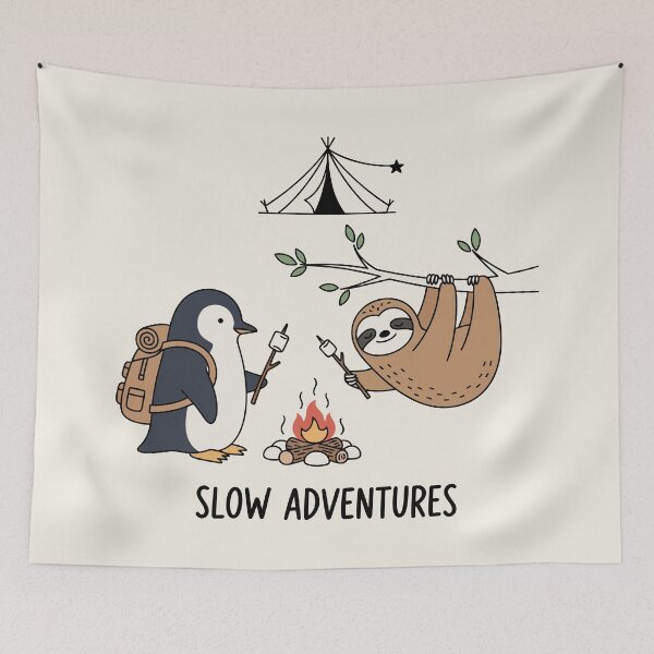 Item preview, Slow Adventures Cute Sloth and Penguin Camping designed and sold by Amir Faysal.