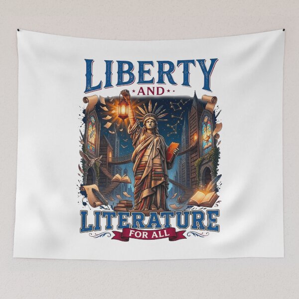 Item preview, Liberty and Literature for All Patriotic Book Lover USA Flag Reading  designed and sold by bilal sibgui.