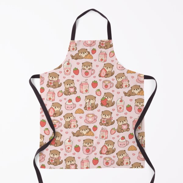 Item preview, Cozy Otter Strawberry Coffee Pattern designed and sold by Soft Berry Studio.