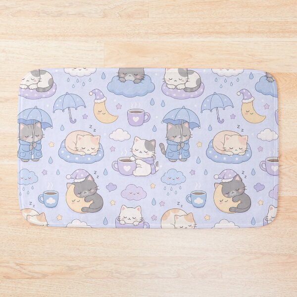 Item preview, Sleepy Cat Rainy Day Pattern designed and sold by Soft Berry Studio.
