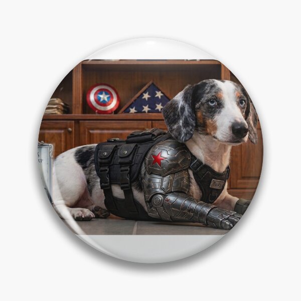 Item preview, Flocos The Winter Pup - Winter Soldier Dachshund Dog designed and sold by pixelandpassionart.