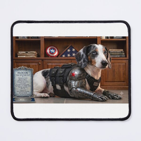 Item preview, Flocos The Winter Pup - Winter Soldier Dachshund Dog designed and sold by pixelandpassionart.