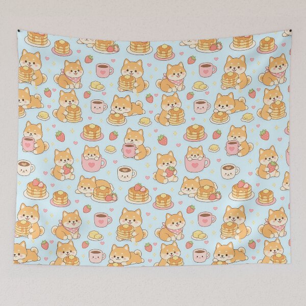 Item preview, Shiba Inu Pancake Morning Pattern designed and sold by Soft Berry Studio.